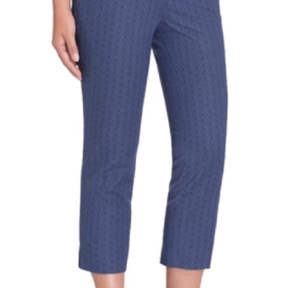 Hilary Radley Navy Blue Patterned Chino Pants